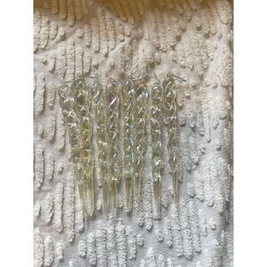 8 Melting Icicle Crystal Clear Christmas Ornaments Twisted Spiral Acrylic Lucit‎